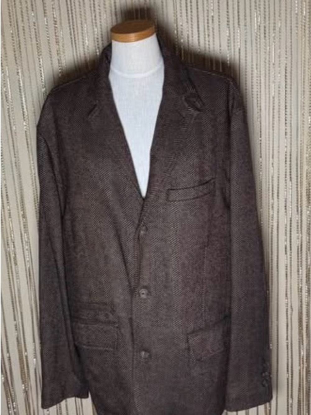 J. Peterman Brown Herringbone Lightweight Jacket NEW XL